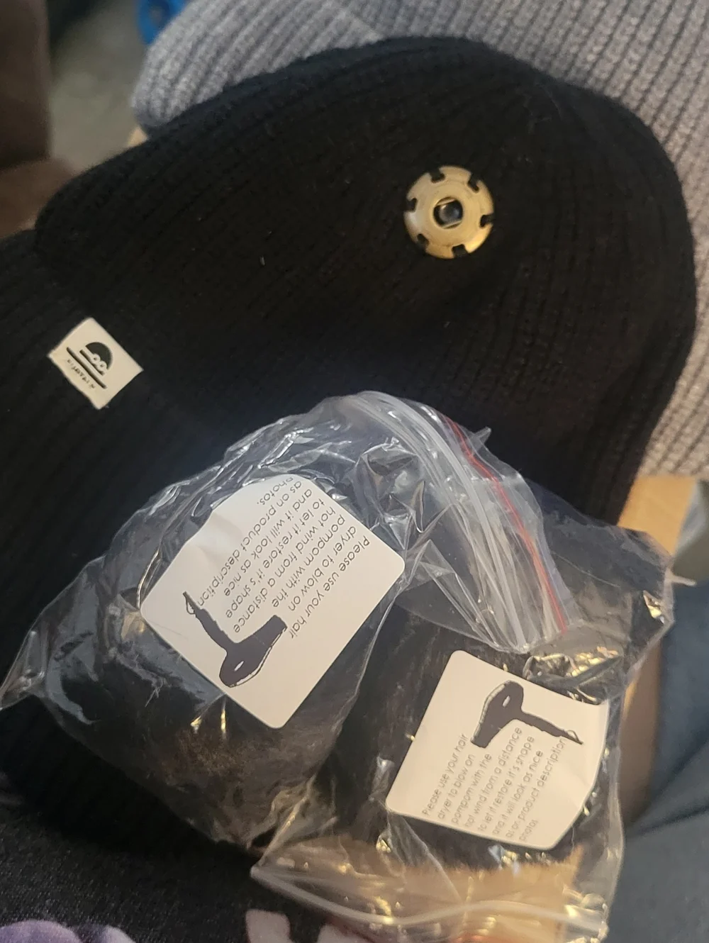 Furtalk Gray & Black Ribbed Knit Beanies With Pom Poms.grows With Your Child